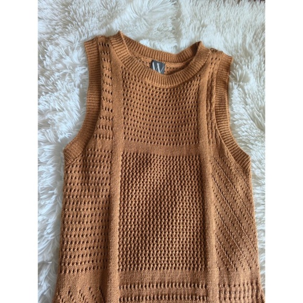 Worthington Women's Crocheted/ Sweater Brown Knitted Sleeveless Dress- S - Picture 6 of 10